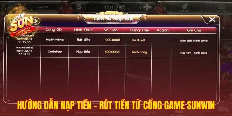 Sunwin 43 Quy trình giao dịch nạp rút tiền tại hệ thống an toàn minh bạch